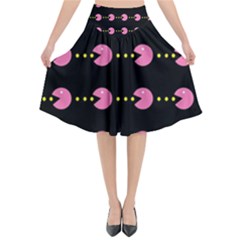 Wallpaper Pacman Texture Bright Surface Flared Midi Skirt by Mariart