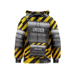 Under Construction Sign Iron Line Black Yellow Cross Kids  Zipper Hoodie by Mariart