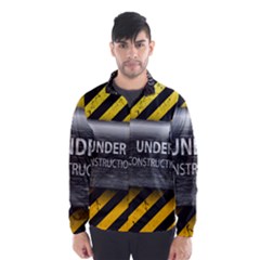 Under Construction Sign Iron Line Black Yellow Cross Wind Breaker (men) by Mariart