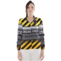 Under Construction Sign Iron Line Black Yellow Cross Wind Breaker (Women) View1