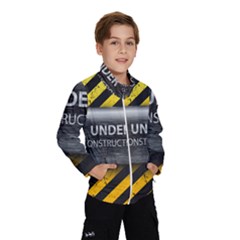 Under Construction Sign Iron Line Black Yellow Cross Wind Breaker (kids) by Mariart