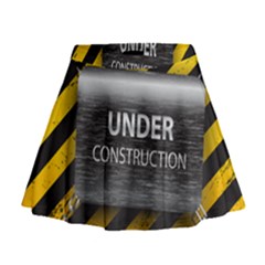 Under Construction Sign Iron Line Black Yellow Cross Mini Flare Skirt by Mariart