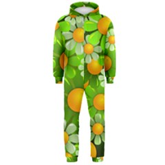 Sunflower Flower Floral Green Yellow Hooded Jumpsuit (men)  by Mariart