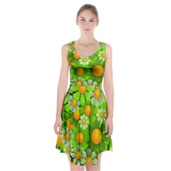 Sunflower Flower Floral Green Yellow Racerback Midi Dress by Mariart