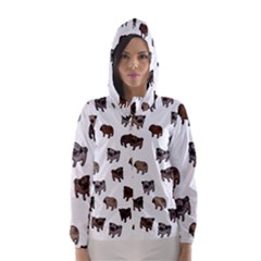 Pug Dog Pattern Hooded Wind Breaker (women) by Valentinaart