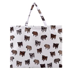 Pug Dog Pattern Zipper Large Tote Bag by Valentinaart