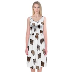 Pug Dog Pattern Midi Sleeveless Dress by Valentinaart