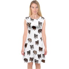 Pug Dog Pattern Capsleeve Midi Dress by Valentinaart