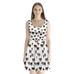 Pug Dog Pattern Split Back Mini Dress  by Valentinaart