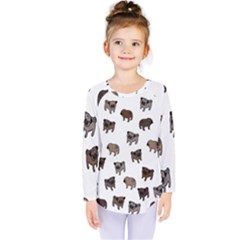 Pug Dog Pattern Kids  Long Sleeve Tee