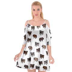 Pug Dog Pattern Cutout Spaghetti Strap Chiffon Dress