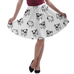 Pug Dog Pattern A-line Skater Skirt by Valentinaart