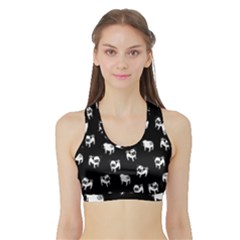 Pug Dog Pattern Sports Bra With Border by Valentinaart