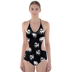 Pug Dog Pattern Cut-out One Piece Swimsuit by Valentinaart