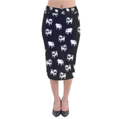 Pug Dog Pattern Velvet Midi Pencil Skirt