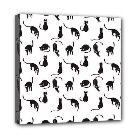 Black Cats Pattern Mini Canvas 8  X 8  by Valentinaart