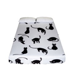 Black Cats Pattern Fitted Sheet (full/ Double Size) by Valentinaart