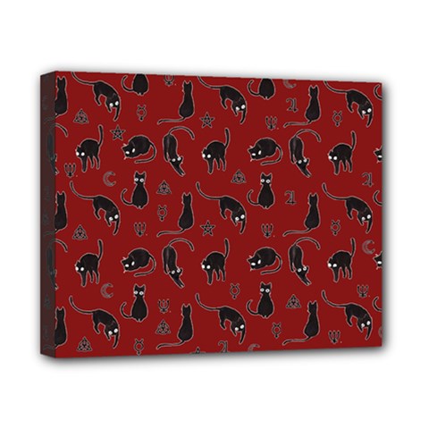 Black Cats And Witch Symbols Pattern Canvas 10  X 8  by Valentinaart