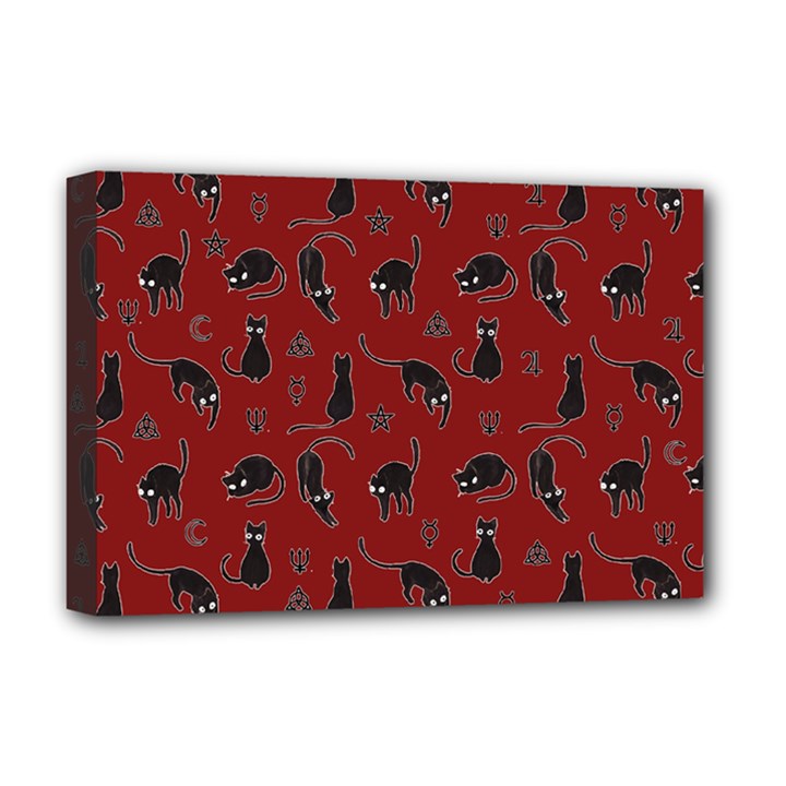 Black cats and witch symbols pattern Deluxe Canvas 18  x 12  