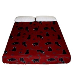 Black Cats And Witch Symbols Pattern Fitted Sheet (california King Size)