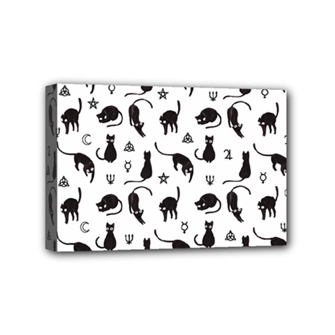 Black Cats And Witch Symbols Pattern Mini Canvas 6  X 4  by Valentinaart