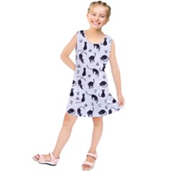 Black Cats And Witch Symbols Pattern Kids  Tunic Dress