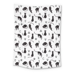 Black Cats And Witch Symbols Pattern Medium Tapestry