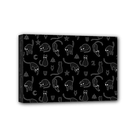 Black Cats And Witch Symbols Pattern Mini Canvas 6  X 4  by Valentinaart