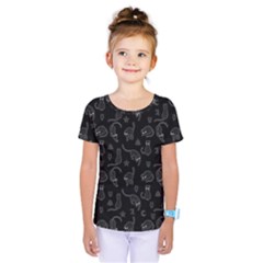 Black Cats And Witch Symbols Pattern Kids  One Piece Tee