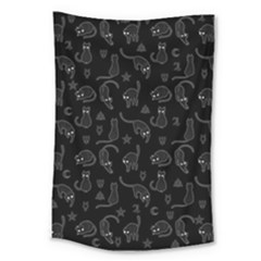 Black Cats And Witch Symbols Pattern Large Tapestry