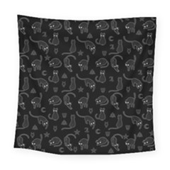 Black Cats And Witch Symbols Pattern Square Tapestry (large) by Valentinaart