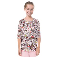 Colorful Abstract Floral Background Kids  Quarter Sleeve Raglan Tee