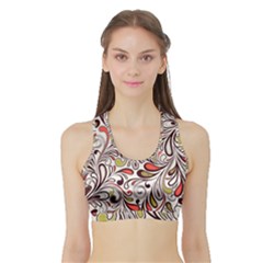 Colorful Abstract Floral Background Sports Bra With Border by TastefulDesigns