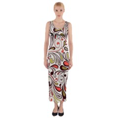 Colorful Abstract Floral Background Fitted Maxi Dress by TastefulDesigns