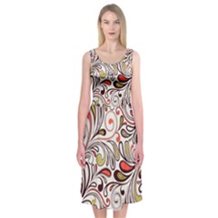 Colorful Abstract Floral Background Midi Sleeveless Dress by TastefulDesigns