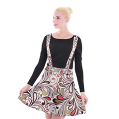 Colorful Abstract Floral Background Suspender Skater Skirt