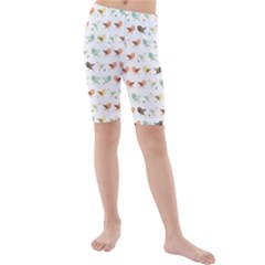 Assorted Birds Pattern Kids  Mid Length Swim Shorts by linceazul