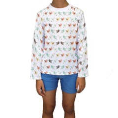 Assorted Birds Pattern Kids  Long Sleeve Swimwear by linceazul