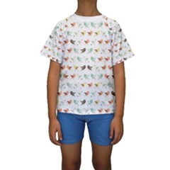 Assorted Birds Pattern Kids  Short Sleeve Swimwear by linceazul