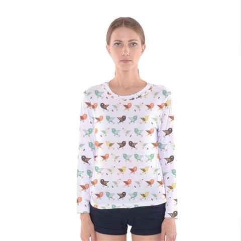 Assorted Birds Pattern Women s Long Sleeve Tee by linceazul