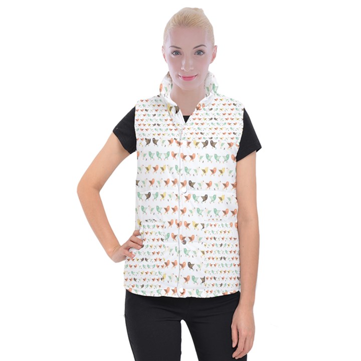 Assorted Birds Pattern Women s Button Up Puffer Vest