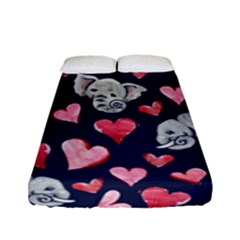 Elephant Lover Hearts Elephants Fitted Sheet (full/ Double Size)