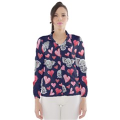 Elephant Lover Hearts Elephants Wind Breaker (women) by BubbSnugg