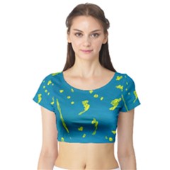 Starry Sky Short Sleeve Crop Top (tight Fit)