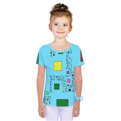 Squares On A Blue Background               Kids  One Piece Tee