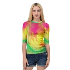 Pastel Shapes Painting      Women s Quarter Sleeve Raglan Tee