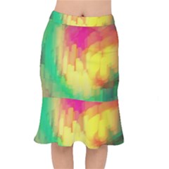 Pastel Shapes Painting                Short Mermaid Skirt