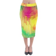 Pastel Shapes Painting              Midi Pencil Skirt by LalyLauraFLM