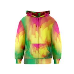 Pastel Shapes Painting            Kids Zipper Hoodie by LalyLauraFLM