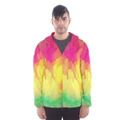 Pastel Shapes Painting            Mesh Lined Wind Breaker (men) by LalyLauraFLM